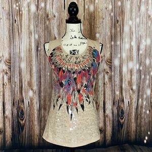 Sherry Cervi RU apparel tan sequined top